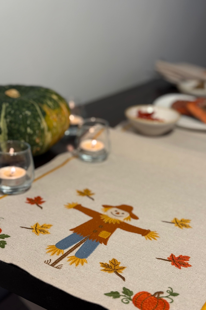 Gather & Harvest | Scarecrow Lane Embroidered Linen-Look Runners