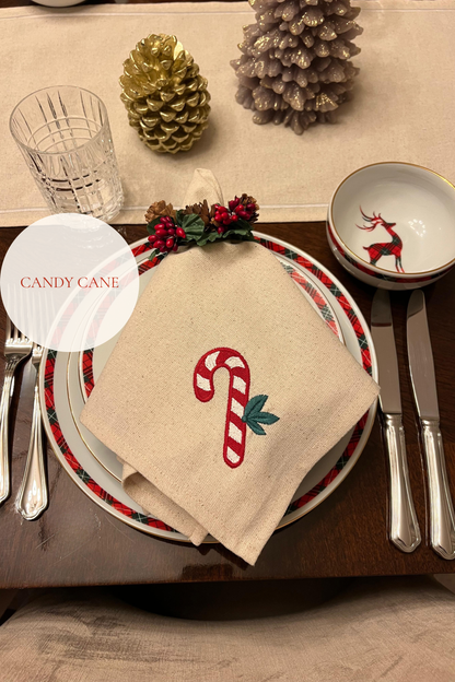 Holiday Joy | Set of 6 Embroidered Linen-Look Napkins