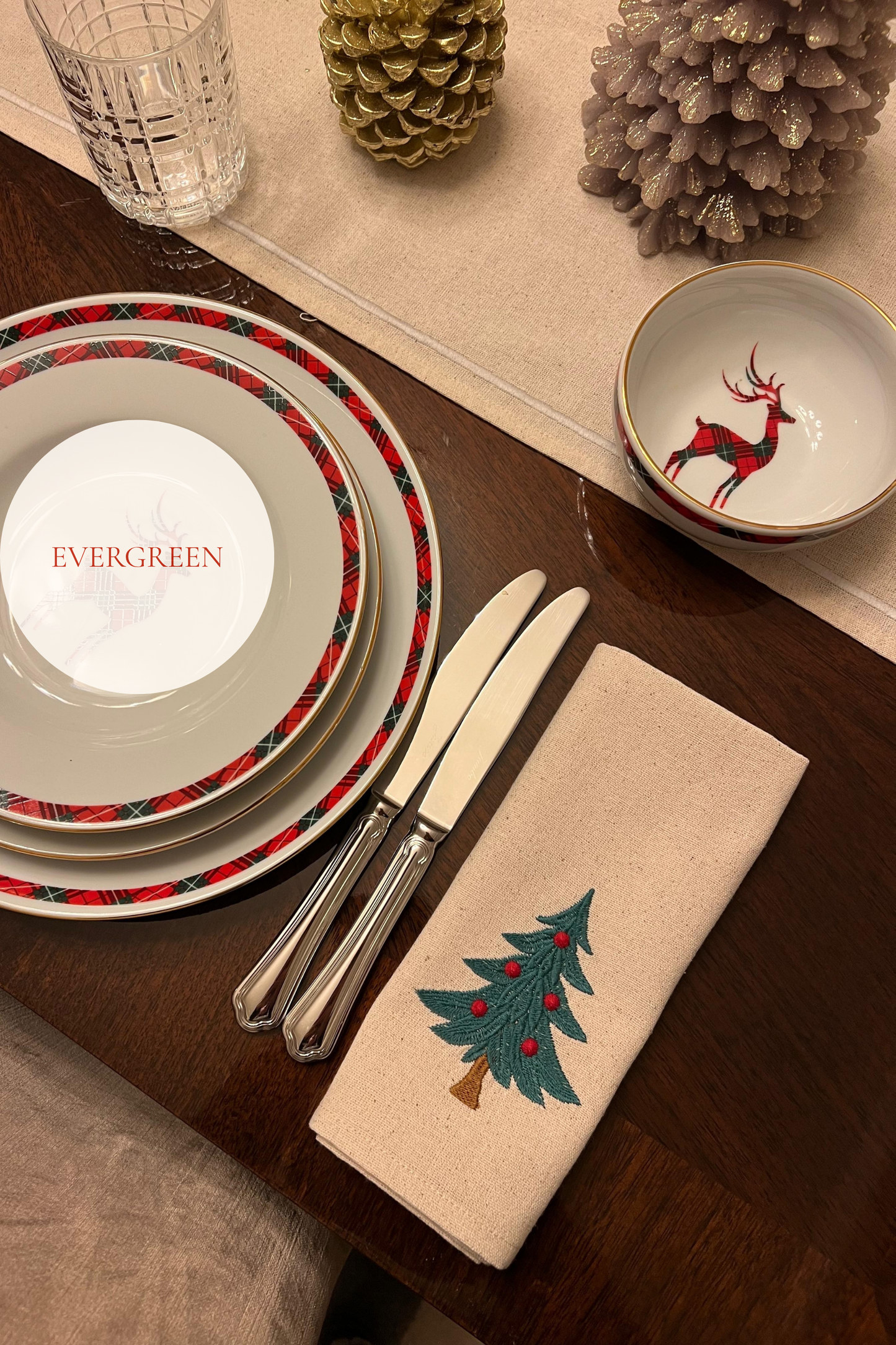 Holiday Joy | Set of 6 Embroidered Linen-Look Napkins