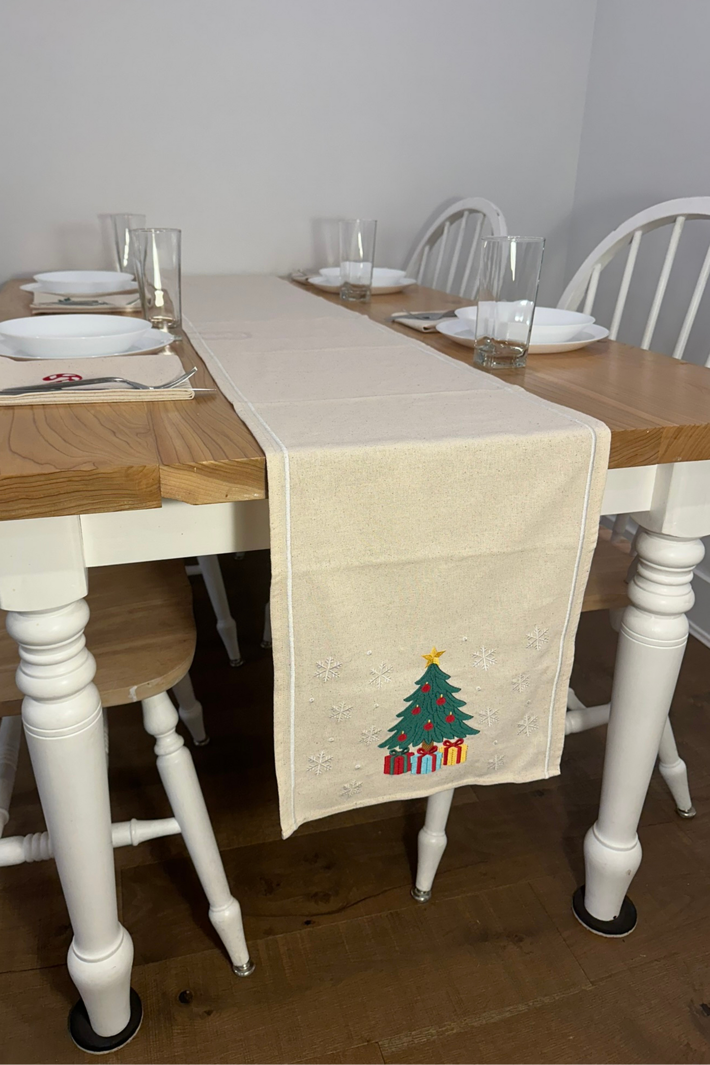 Holiday Joy | Holiday Tree | Embroidered Linen-Look Runners