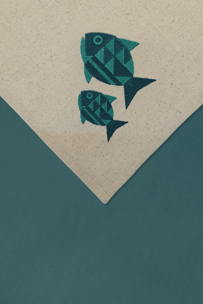 Marine Mosaic | Set of 2 Embroidered Linen-Look Napkins