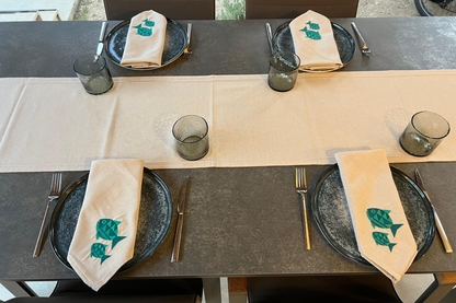 Marine Mosaic | Set of 2 Embroidered Linen-Look Napkins