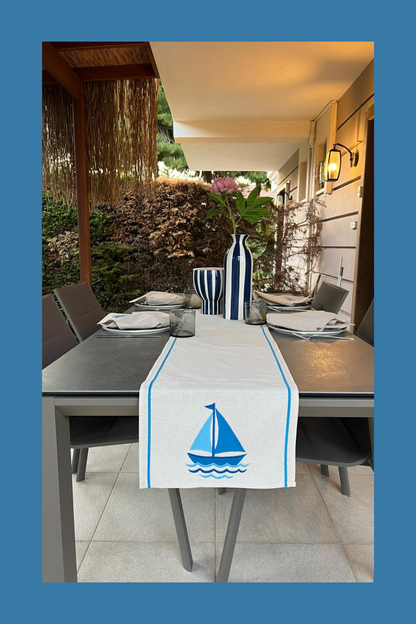 Morning Sail | Embroidered Linen-Look Runners