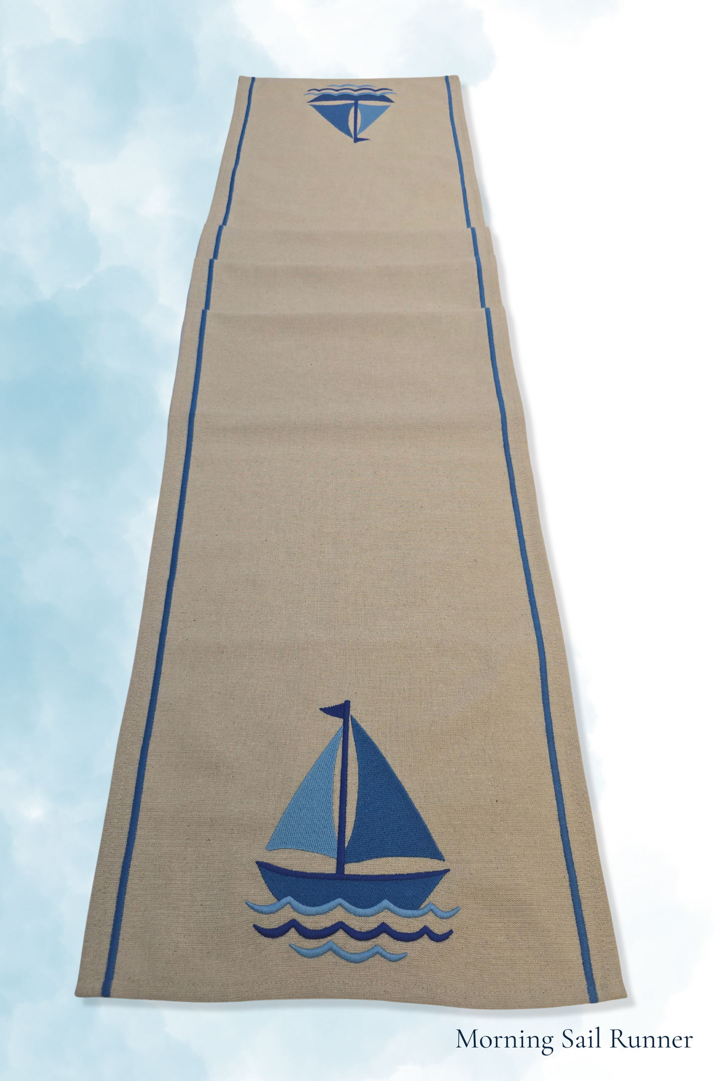 Morning Sail | Embroidered Linen-Look Runners