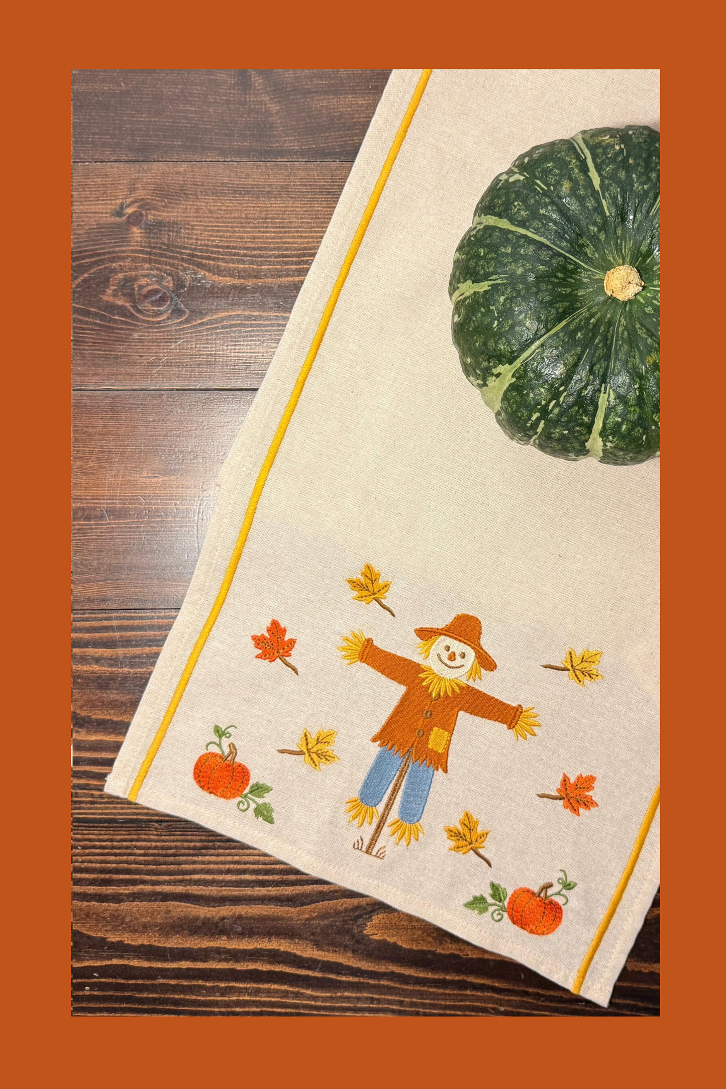 Gather & Harvest | Scarecrow Lane Embroidered Linen-Look Runners