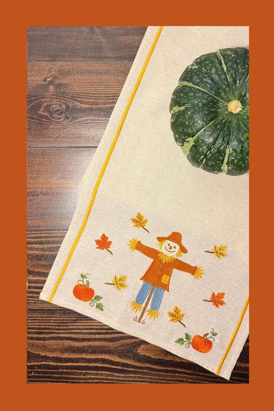 Gather & Harvest | Scarecrow Lane Embroidered Linen-Look Runners