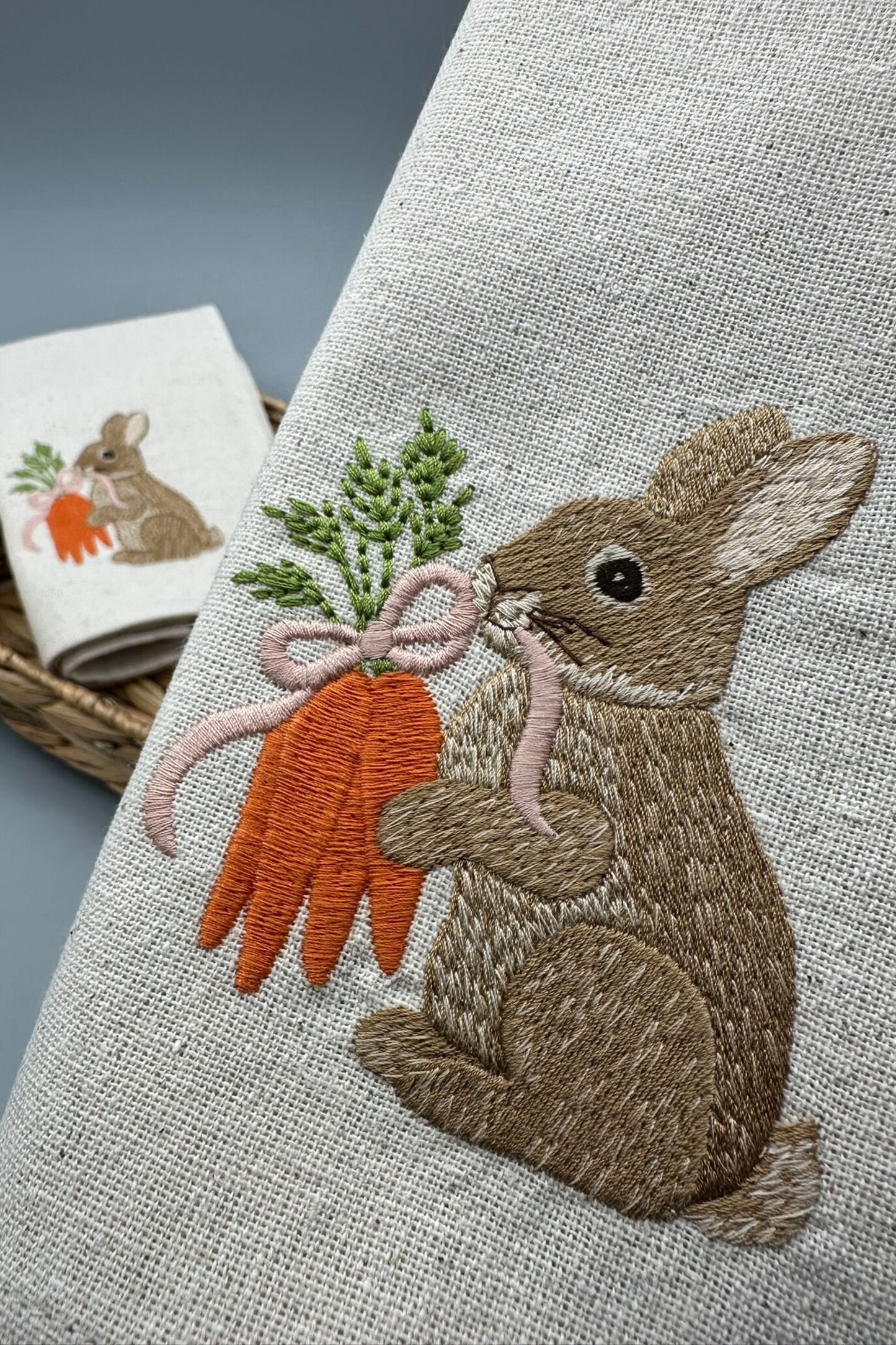 Little Joys of Spring | Easter Gathering Embroidered Napkin Set | Linen-Look Cloth Napkins