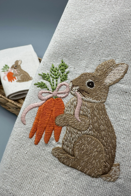 Little Joys of Spring | Easter Gathering Embroidered Napkin Set | Linen-Look Cloth Napkins