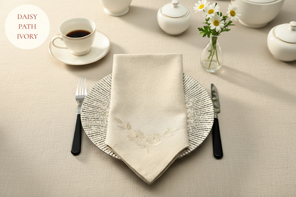 Daisy embroidered napkin