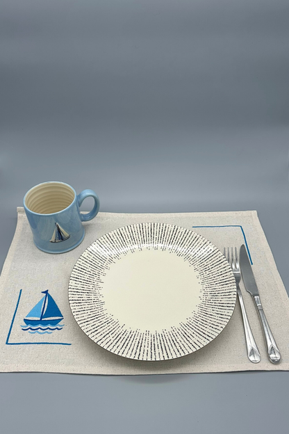 Morning Sail | Set of 2 Embroidered Linen-Look Placemats