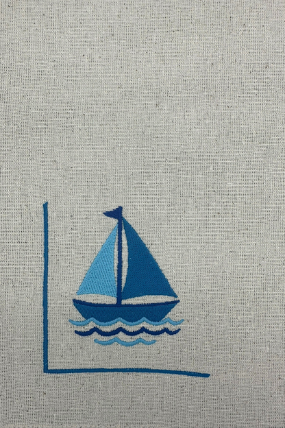 Morning Sail | Set of 2 Embroidered Linen-Look Placemats