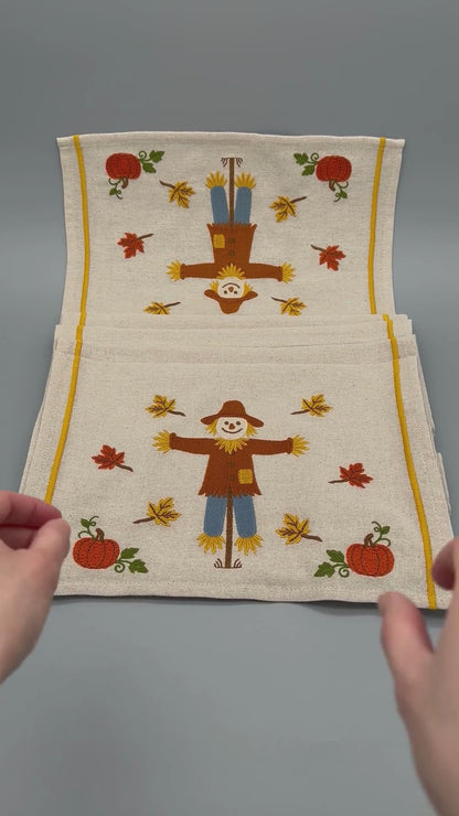 Gather & Harvest | Scarecrow Lane Embroidered Linen-Look Runners