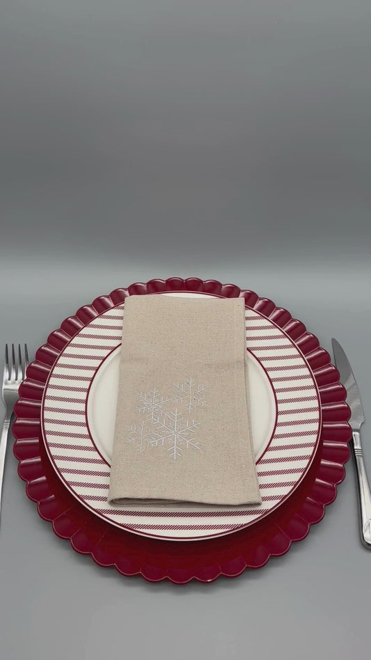 Holiday Joy | Snowfall | Set of 2 Embroidered Linen-Look Napkins