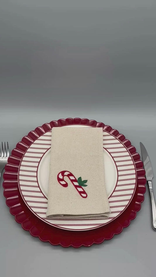 Holiday Joy | Set of 6 Embroidered Linen-Look Napkins