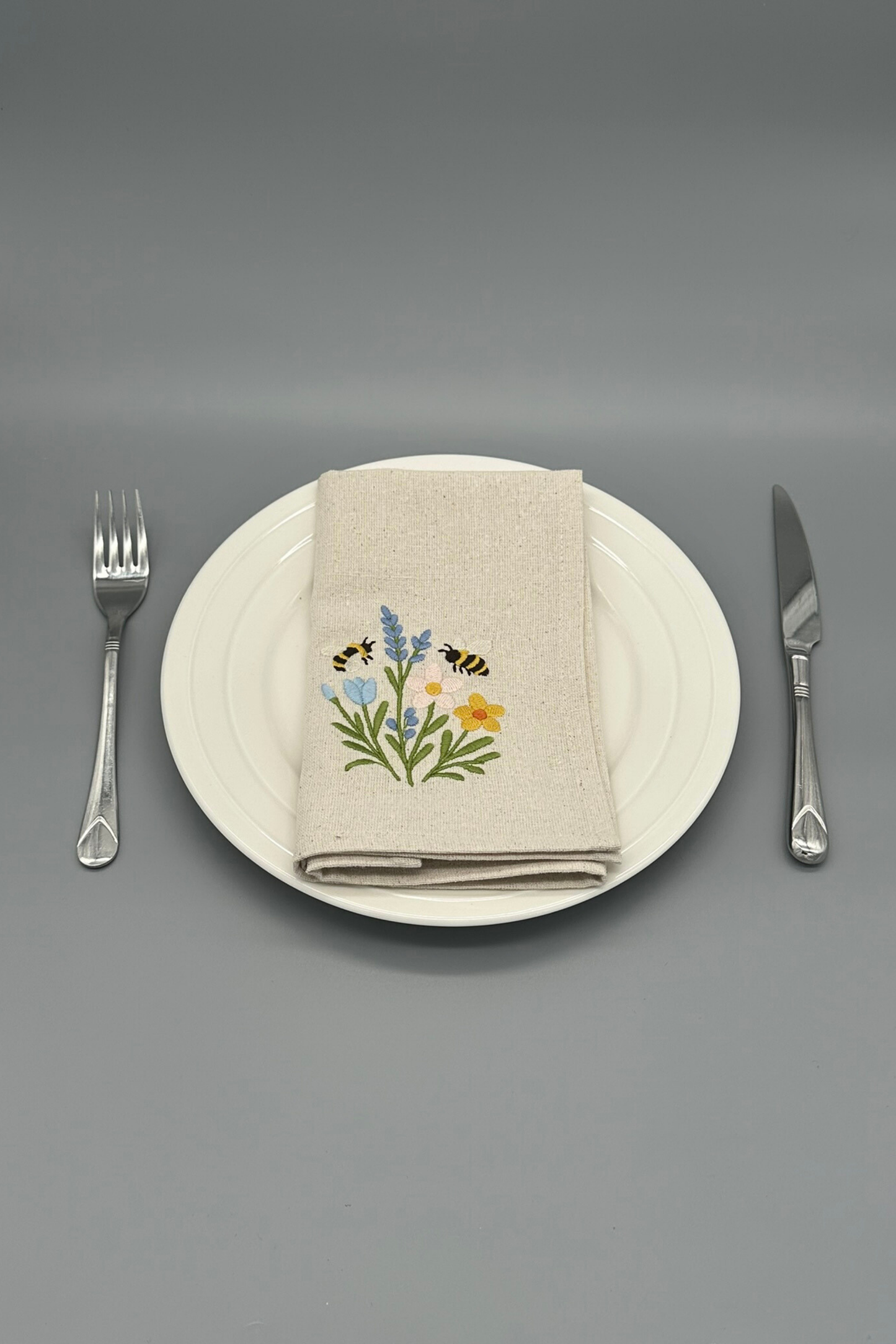 Little Joys of Spring | Spring Blossom | Set of 2 Embroidered Linen-Look Napkins